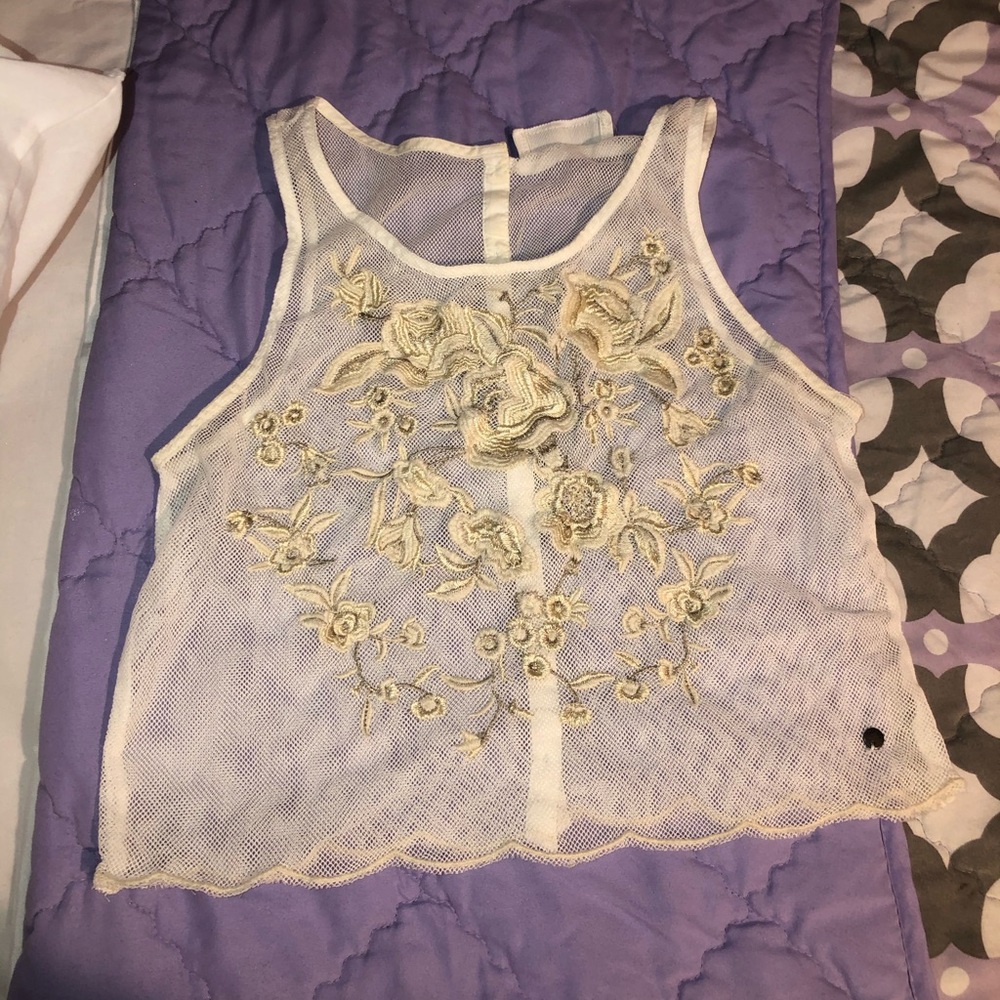 Lace and crochet detail crop top
